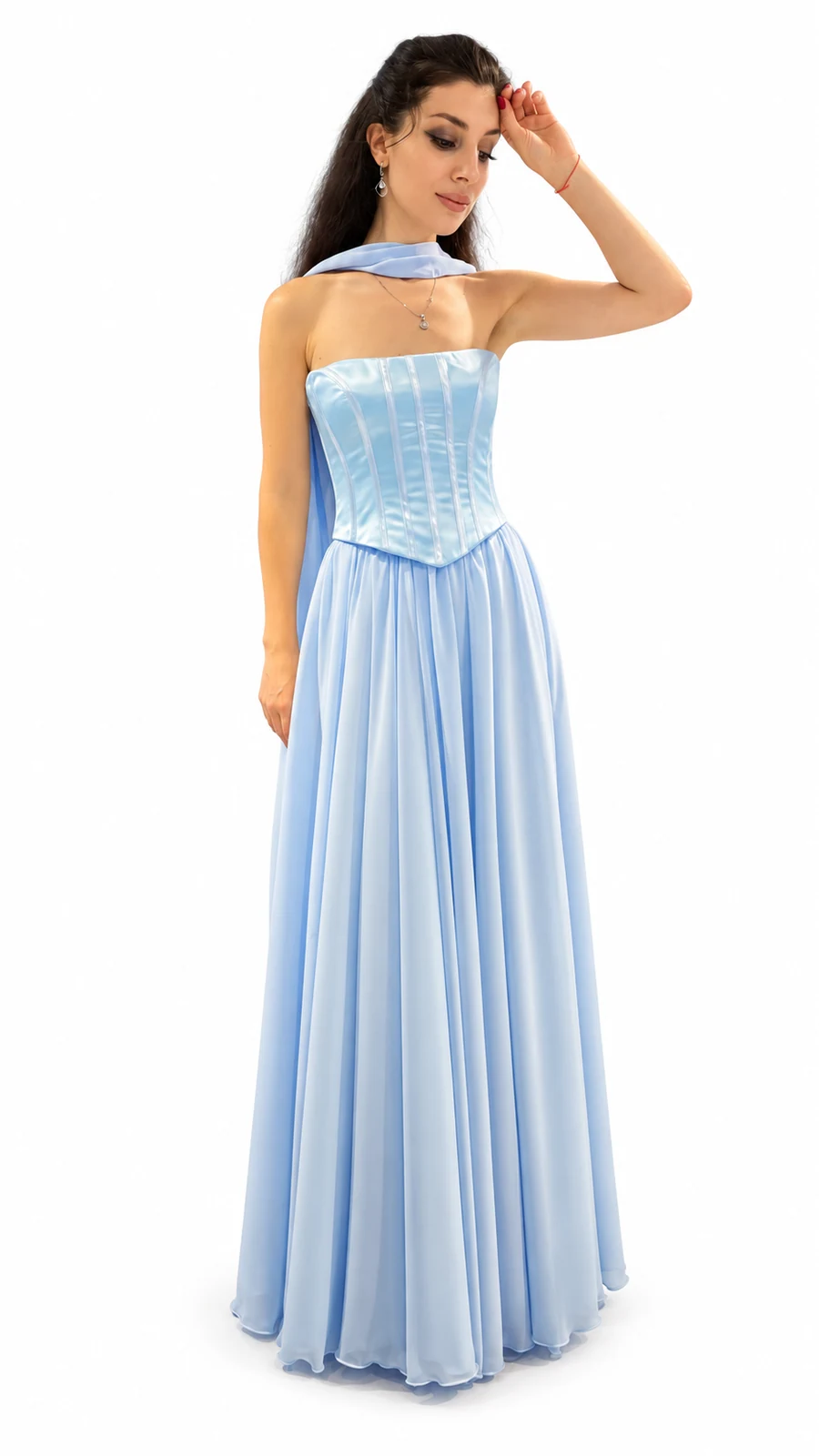 Pale blue corset gown
