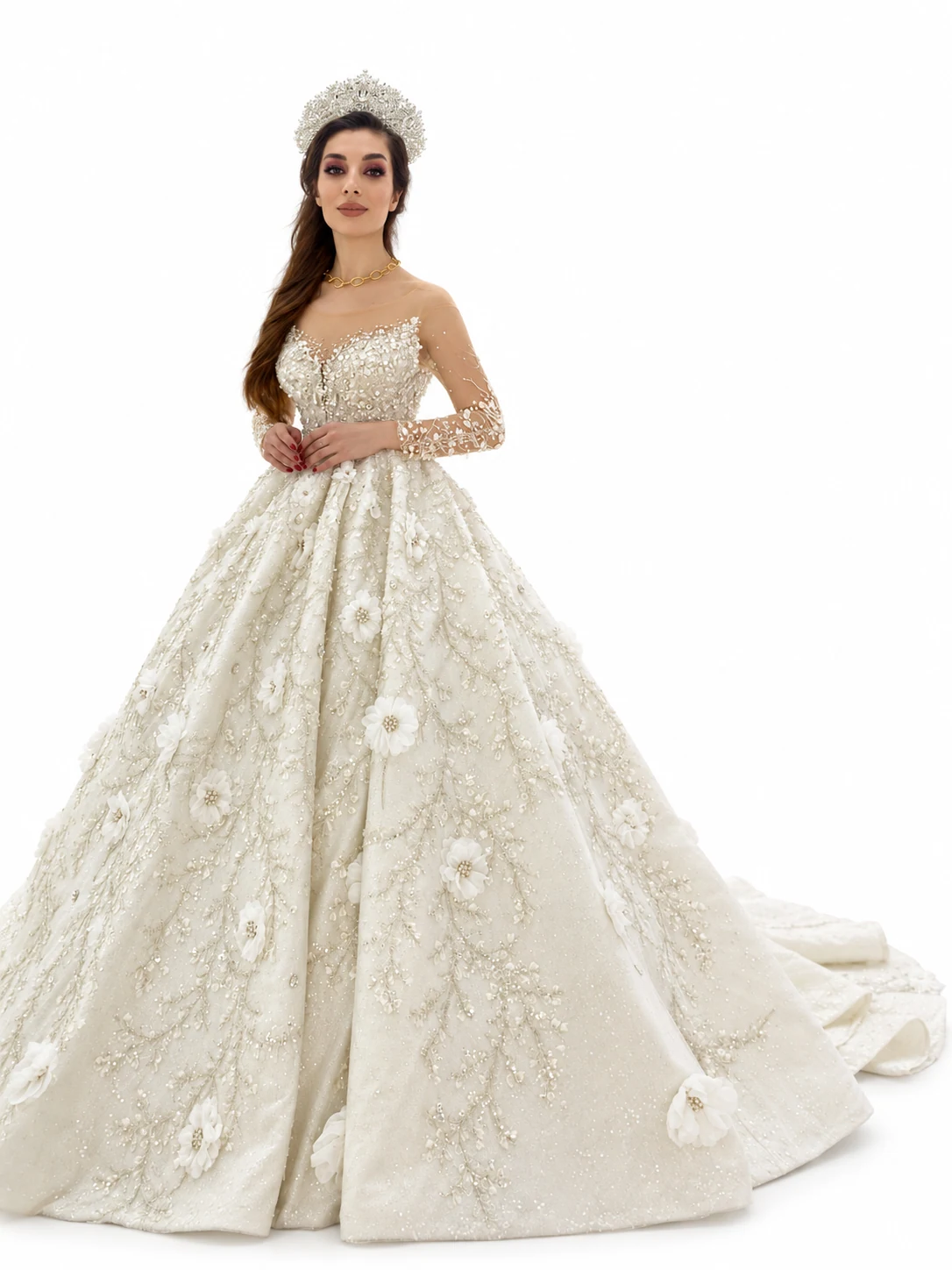 Ivory floral ball gown